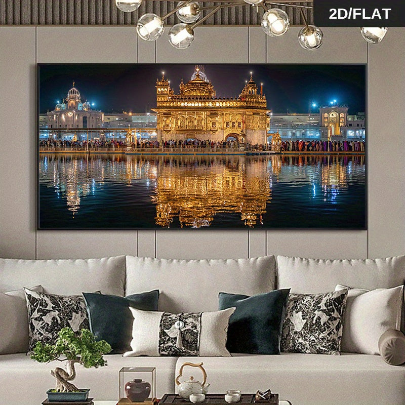 1x Extra Großes Leinwandbild – Der Goldene Tempel von Amritsar, Indien,Rahmenloses Design