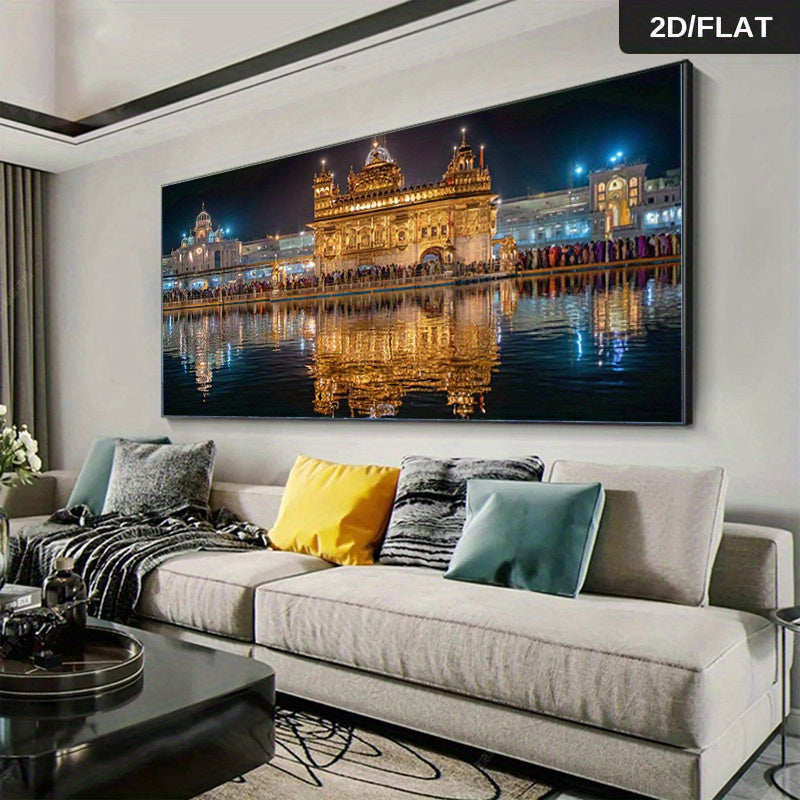 1x Extra Großes Leinwandbild – Der Goldene Tempel von Amritsar, Indien,Rahmenloses Design