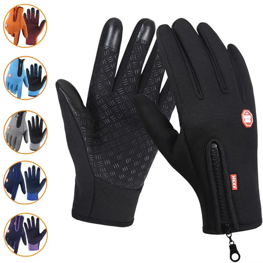 Touchscreen Fleece Warm Gloves Outdoor Cycling Driving Waterproof Cold Gloves Windproof Non Slip Womens Men Winter Ski Gloves
