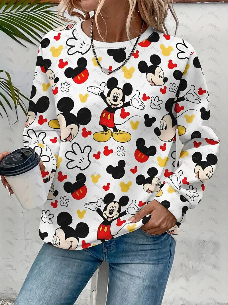 Women's Mickey Mouse Racing Graphic Sweatshirt Casual Pullover