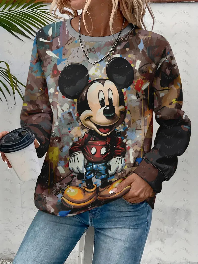 Women's Mickey Mouse Racing Graphic Sweatshirt Casual Pullover