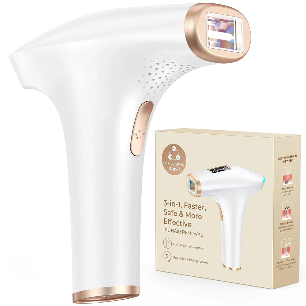 Hair Removal Laser Pro 21J Painless Permanent Epilator with HR/SC/RA 9 Energy Levels 999999+ Light Body Hair Trimmer