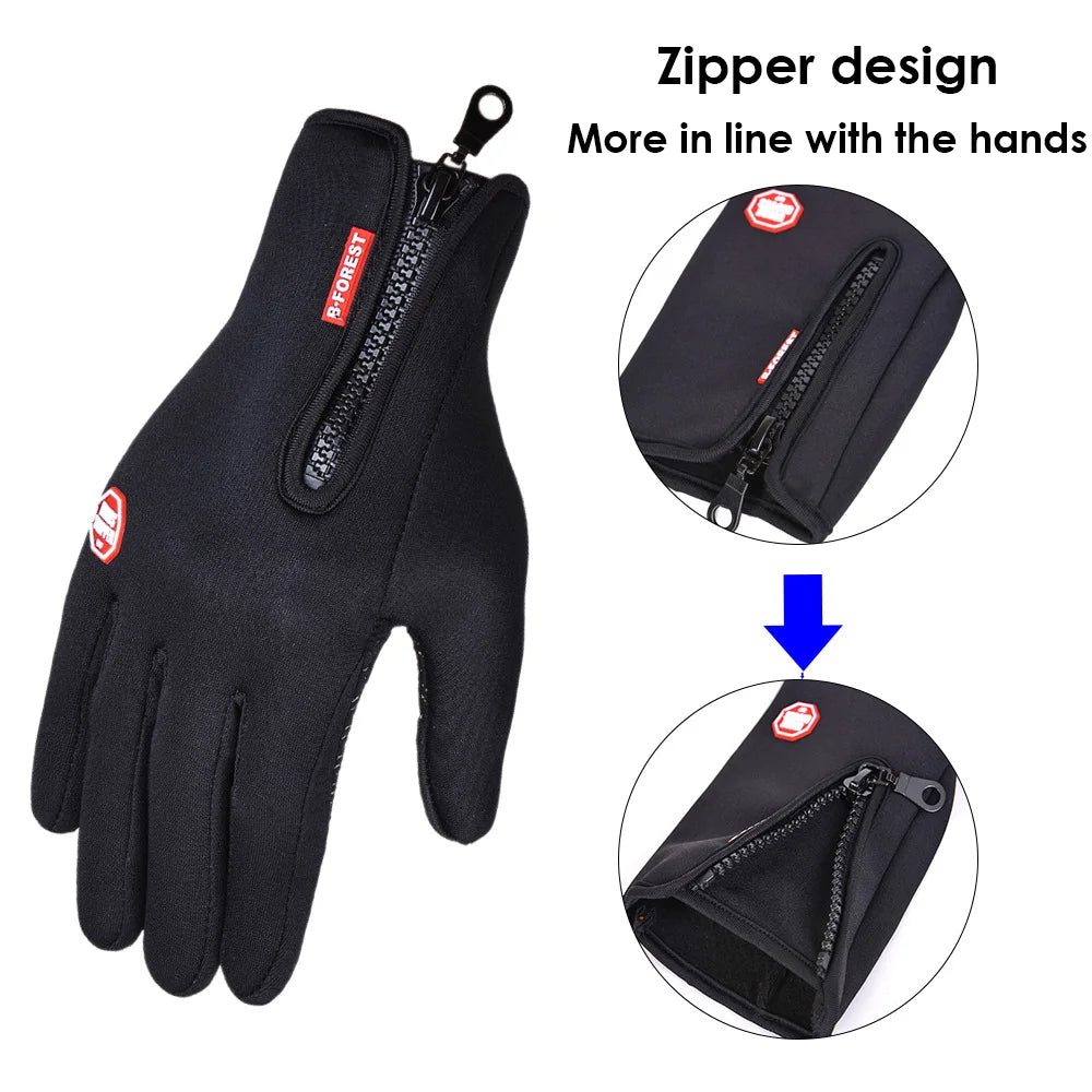 Touchscreen Fleece Warm Gloves Outdoor Cycling Driving Waterproof Cold Gloves Windproof Non Slip Womens Men Winter Ski Gloves