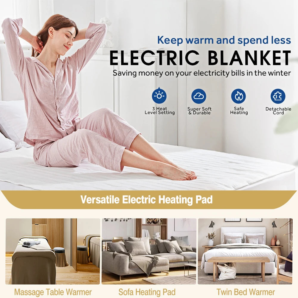 Heated blanket Electric blanket Heated cushion 160*130cm Thermal mattress cushion warmer Bed warmer 3 heat levels
