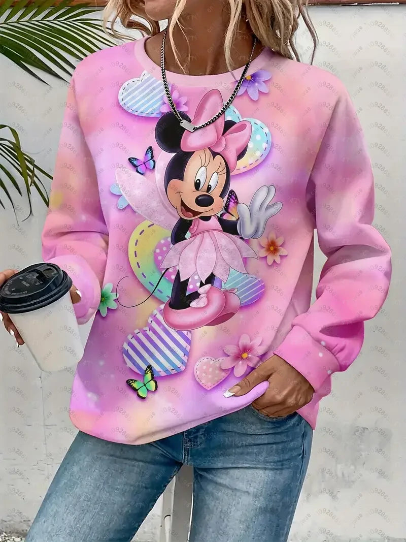Women's Mickey Mouse Racing Graphic Sweatshirt Casual Pullover