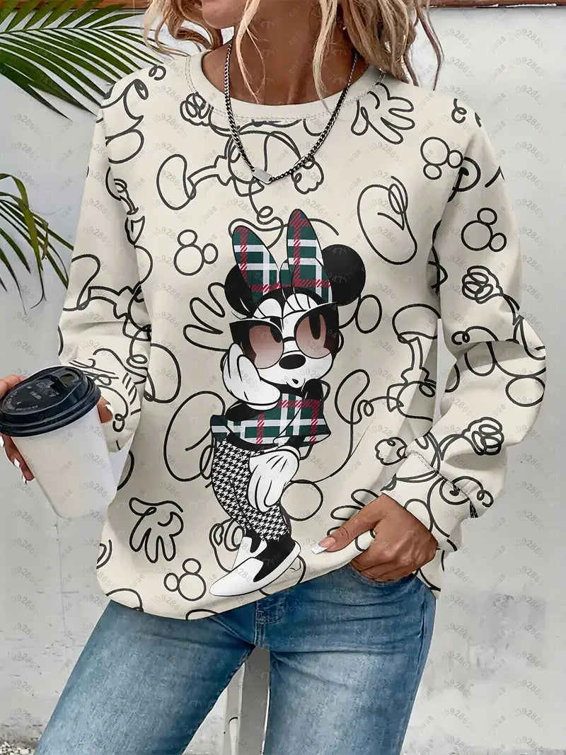 Women's Mickey Mouse Racing Graphic Sweatshirt Casual Pullover